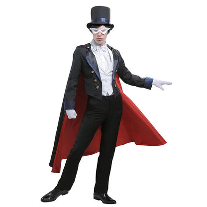 Anime Cosplay Costume Adult Men Tuxedo Dinner Clothes Full Suit Uniform Mask Halloween Cosplay Magician Costume