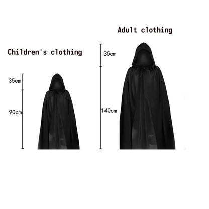 2025 Halloween cosplay costume: Grim Reaper, terrifying skeleton costume for children, adult Grim Reaper, ghost robe, and sickle
